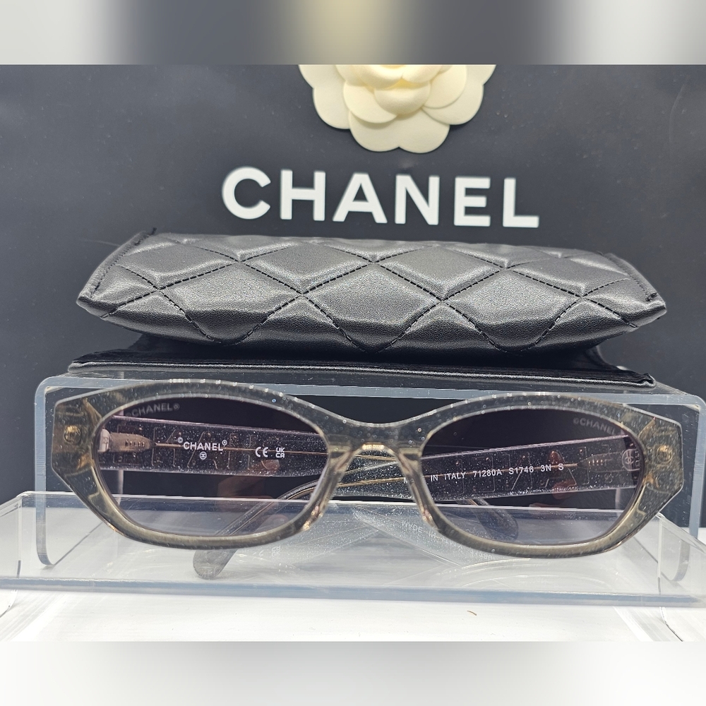 CHANEL RECTANGLE 71280A s1746 Silver Trendy Sunglasses Y2K - Picture 7 of 16
